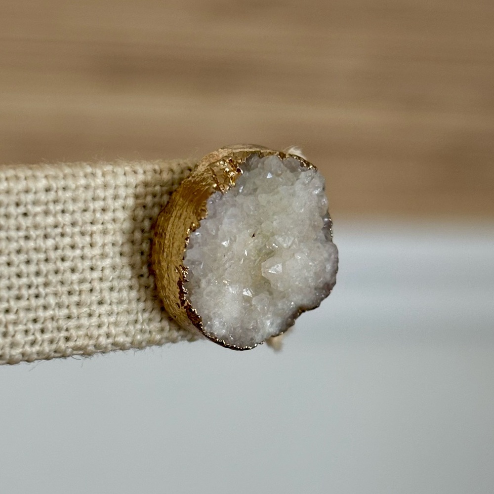Chic and unique white druzy & gold tone stud earrings
NEVER WORN